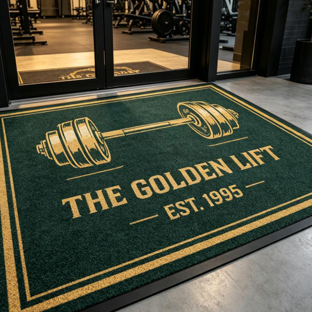 Commercial Printing Logo - Karpet gym dengan logo custom, tahan